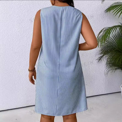 Damen lässiges Viskosekleid mit breiten Trägern und praktischen Taschen Stalluxe