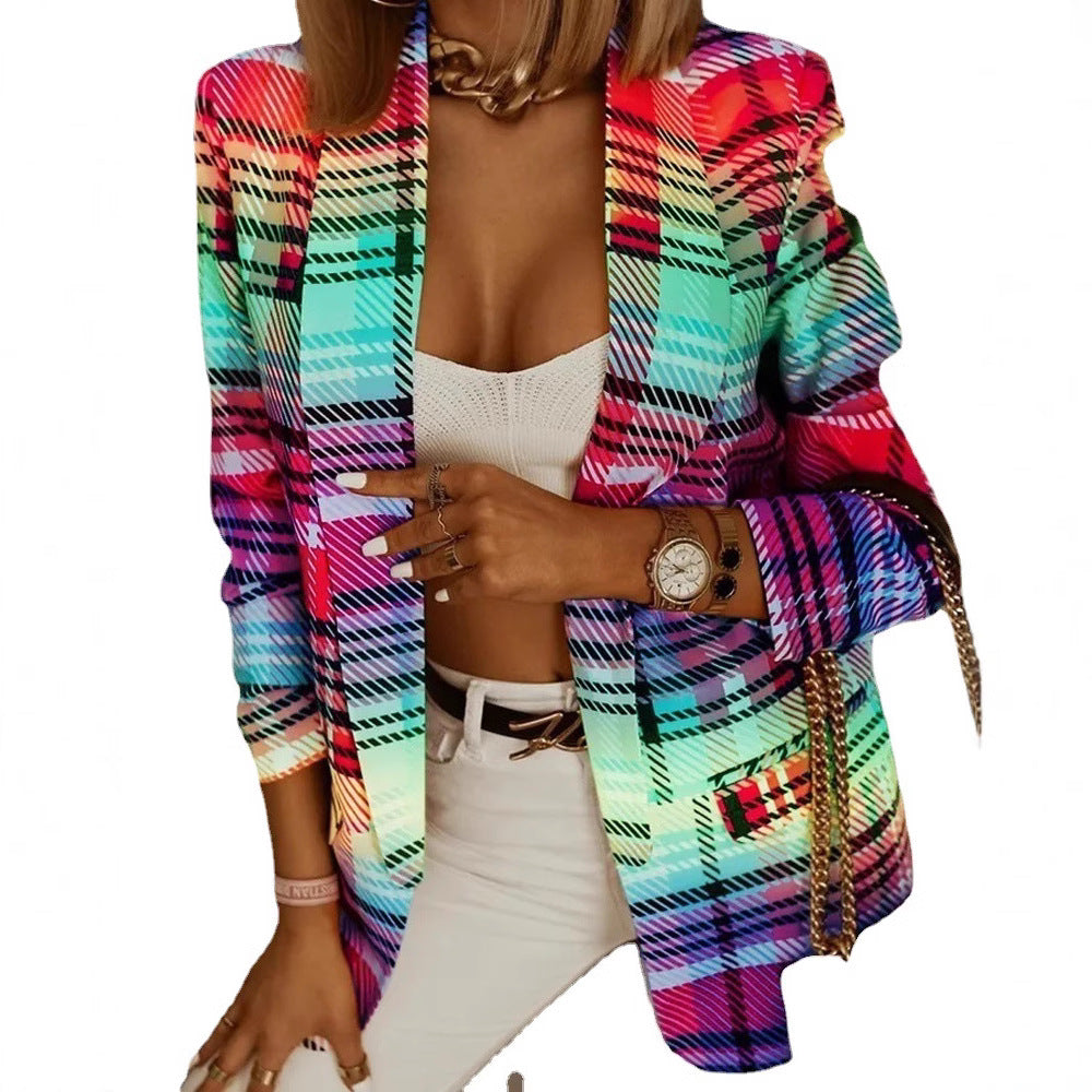Damen Kunstlederblazer mit kreativem Marilyn Monroe Print Stalluxe