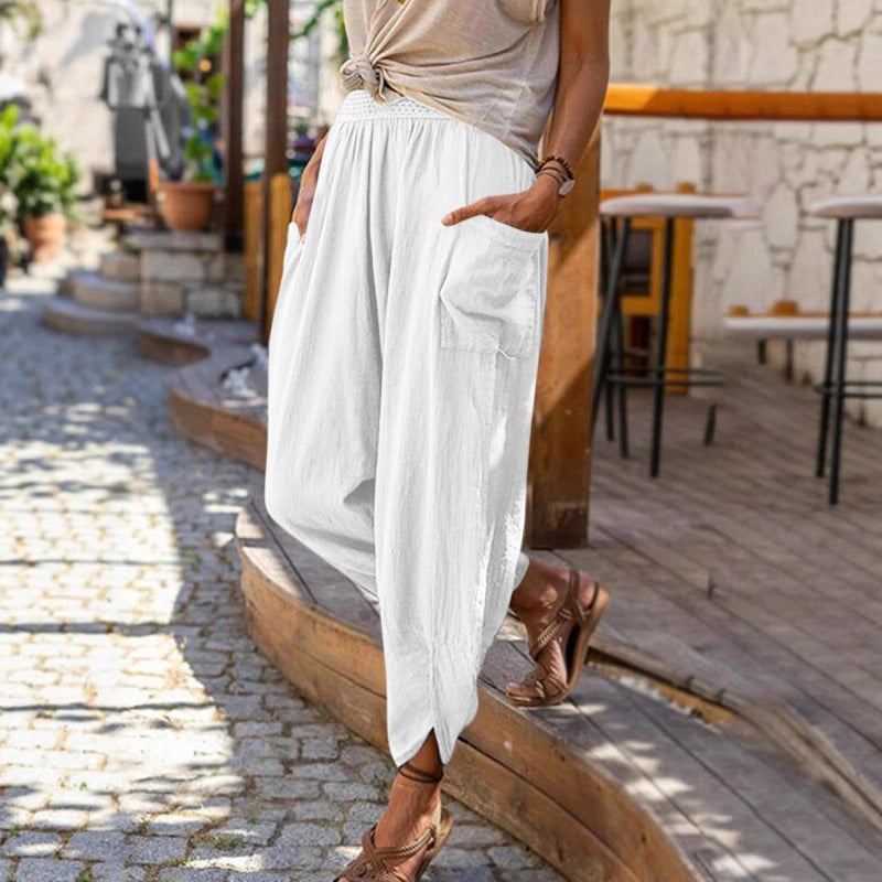 Damen bequeme und stylische Haremshose mit seitlichen Taschen Stalluxe