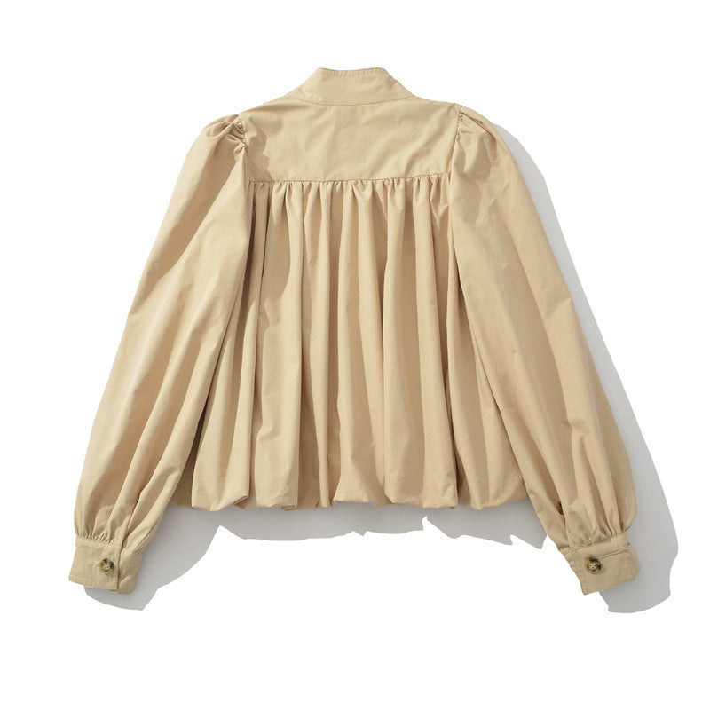 Damen modische Blusenjacke mit einzigartiger Drapierung und Knopfdetails Stalluxe