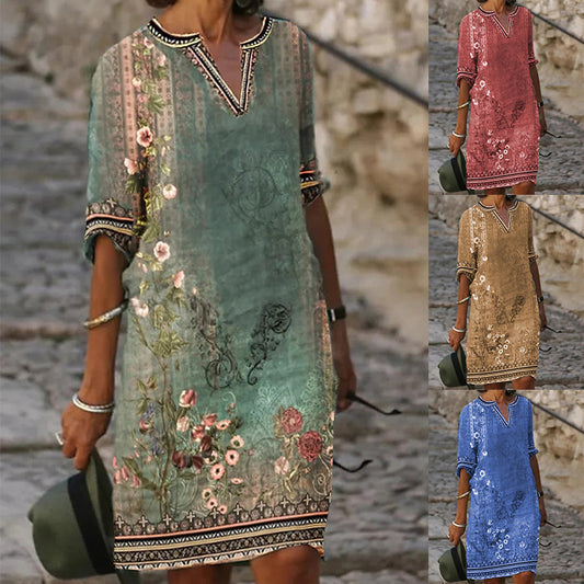 Damen luftiges Sommerkleid mit floralem Design Stalluxe
