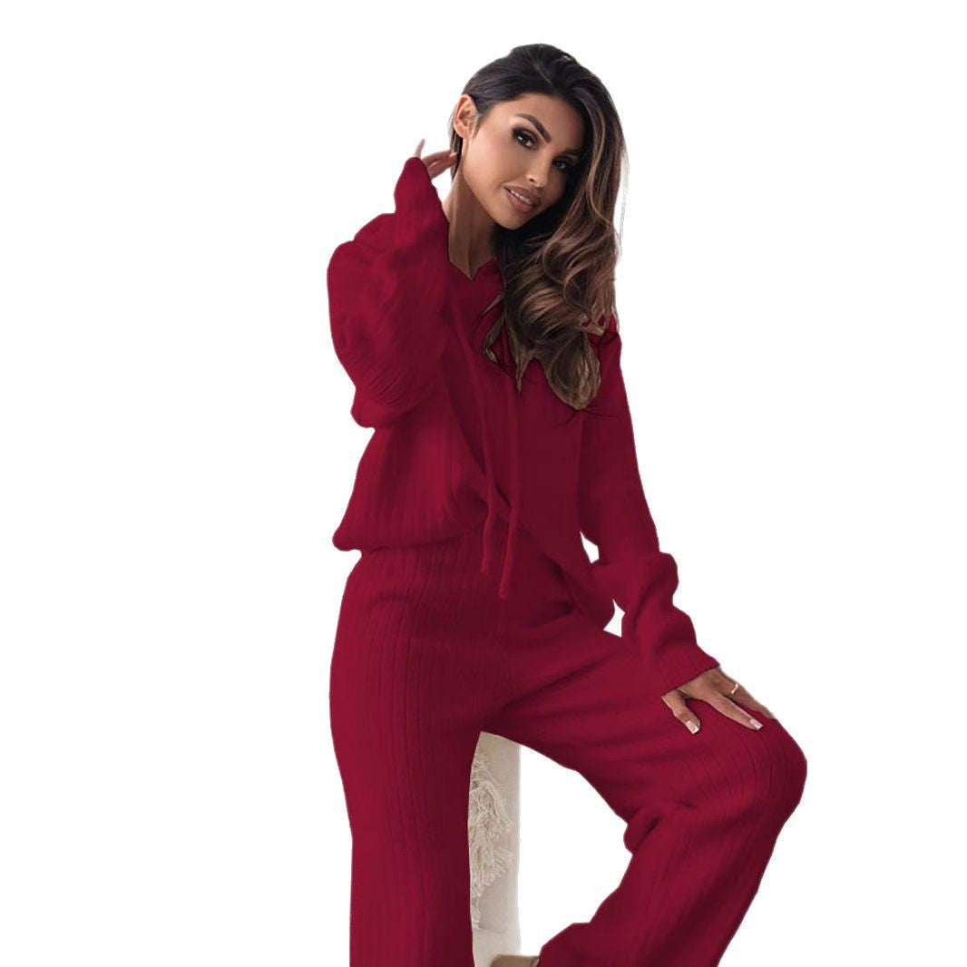 Damen Strickanzug mit Kapuze und weichem Material Stalluxe