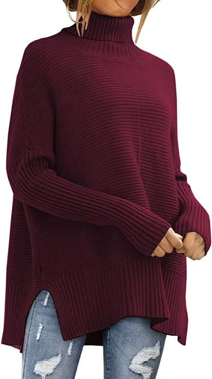 Damen Kuscheliger Rollkragenpullover Stalluxe Weinrot