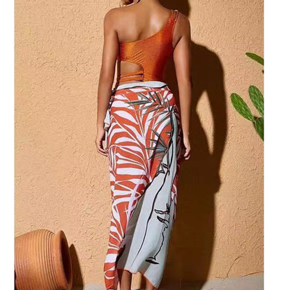 Damen Einteiler Badeanzug mit raffiniertem Cut-Out und elegantem Überrock Stalluxe