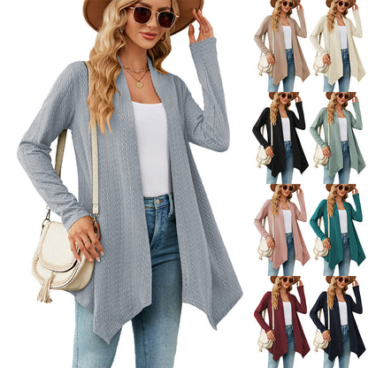 Damen Strickjacke mit strukturiertem Waffelmuster und offener Front Stalluxe