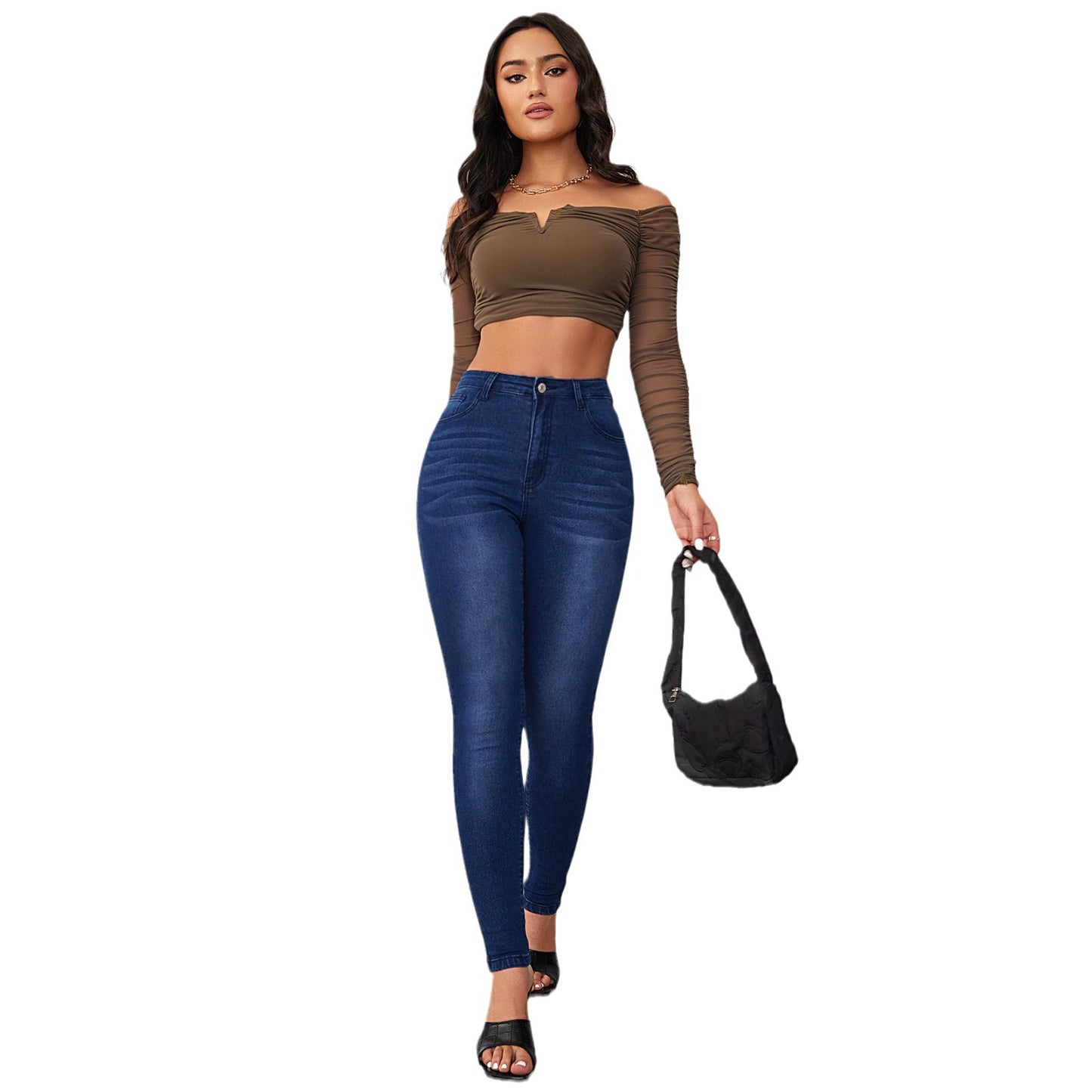 Damen Slim Fit Jeans im hochtaillierten Design mit elastischem Bund Stalluxe