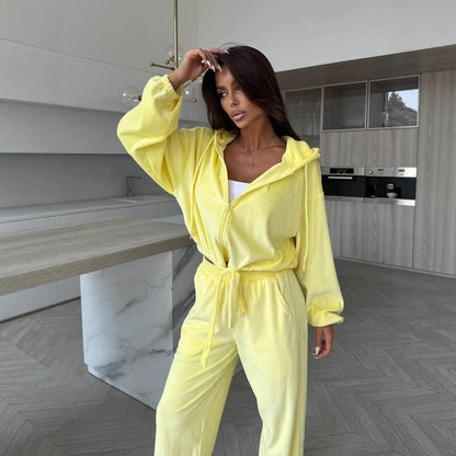 Damen bequemer Fleece-Jogginganzug mit modischem Schnitt und elastischem Bund Stalluxe