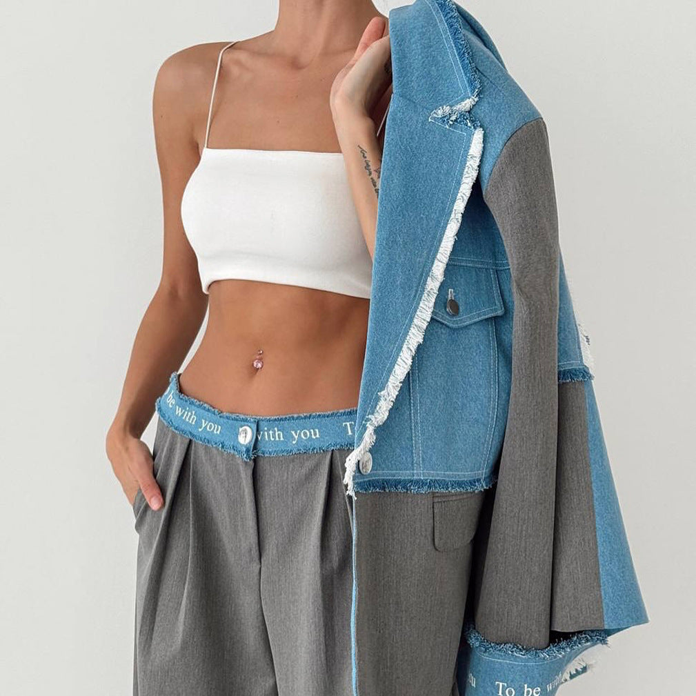 Damen Modischer Blazer mit lässigen Denim-Akzenten und eleganten Details Stalluxe