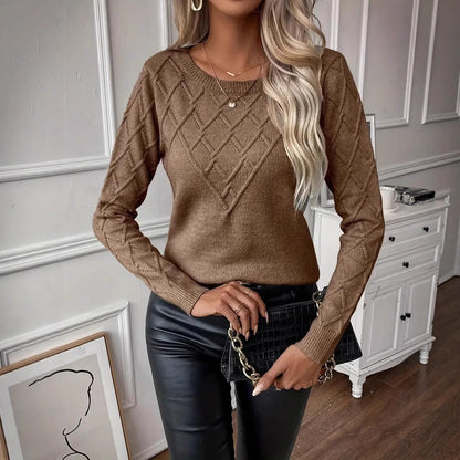 Damen modischer Strickpullover mit Rautenmuster Stalluxe