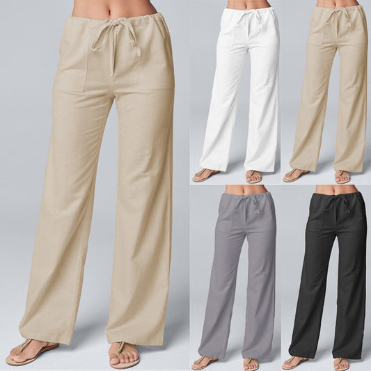 Damen Bequeme Palazzo-Hose mit elastischem Bund und praktischen Taschen Stalluxe