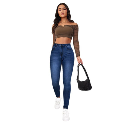 Damen Skinny Jeans mit hohem Bund und figurschmeichelndem Schnitt Stalluxe