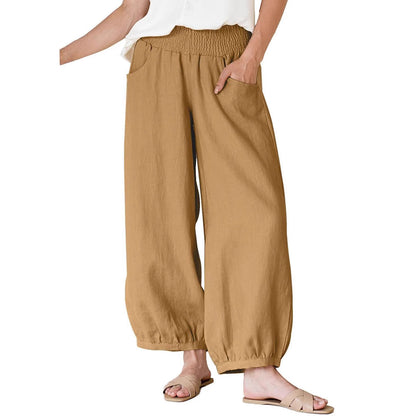 Damen weite Hose mit elastischem Bund und praktischen Seitentaschen Stalluxe