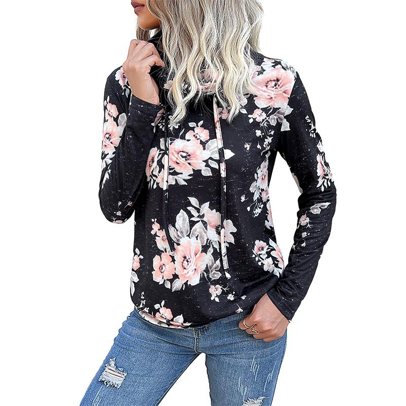 Damen lässiger Sweater mit Blumenmuster und hochgeschlossenem Kragen Stalluxe