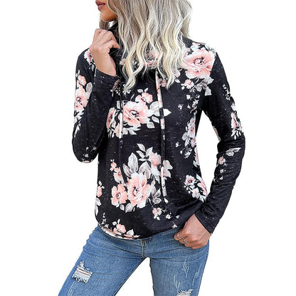 Damen lässiger Sweater mit Blumenmuster und hochgeschlossenem Kragen Stalluxe