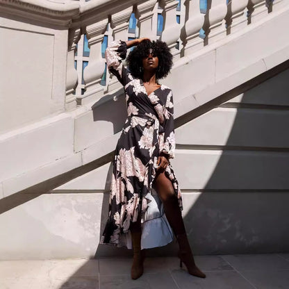 Damen Wickelkleid im Leopardenprint mit Rüschen Stalluxe