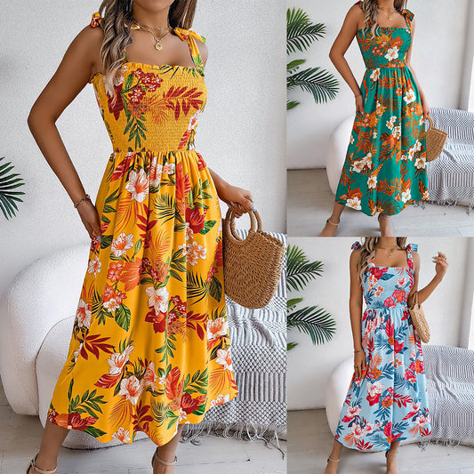 Damen Maxikleid mit schmalen Trägern und floralem Design Stalluxe