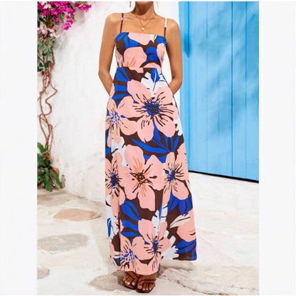 Damen Maxikleid mit floralem Musterschnitt und eleganter A-Linie Stalluxe