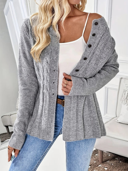 Damen Strickjacke mit dezentem Ripp-Design und Knopfdetails Stalluxe
