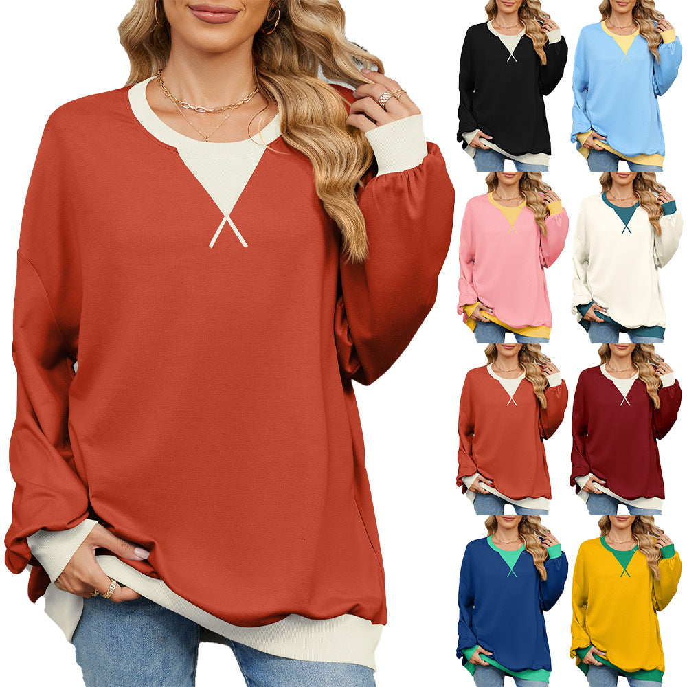 Damen lässiges Oversized Sweatshirt mit modernem V-Ausschnitt und eleganten Ärmelbündchen Stalluxe