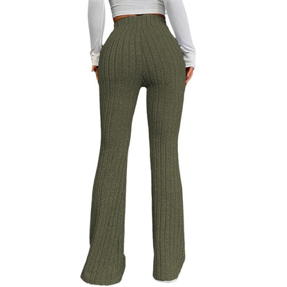 Damen weite Strickhose mit feinrippigem Design Stalluxe