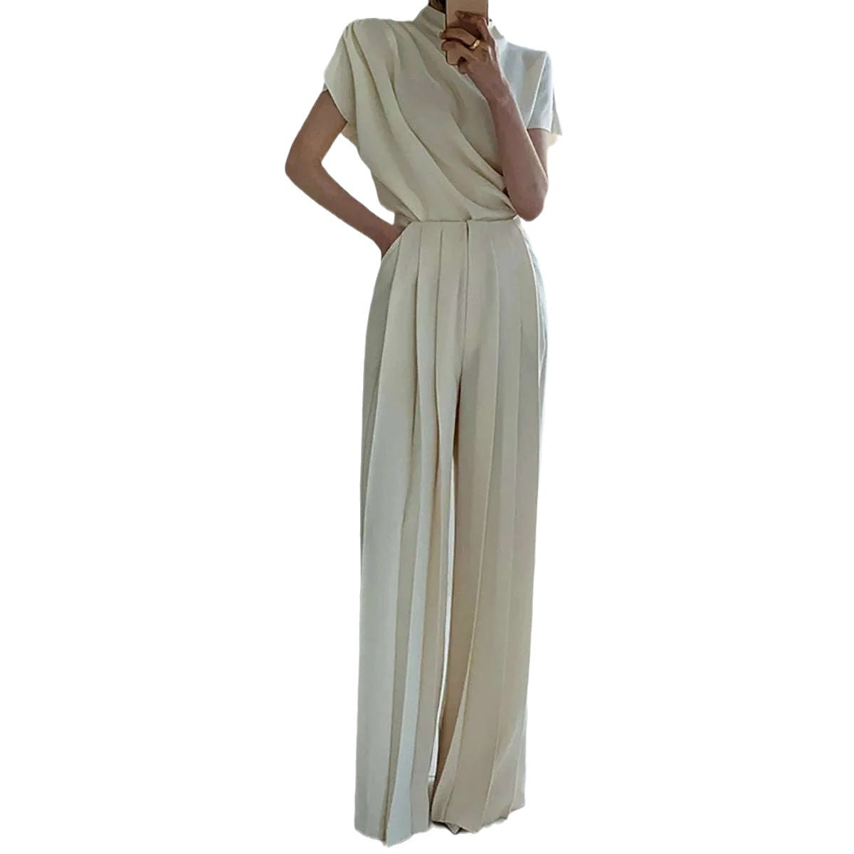 Damen Eleganter Jumpsuit mit weitem Bein und tailliertem Schnitt Stalluxe