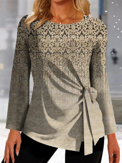 Damen Elegantes Oberteil mit Knoten-Detail und grafischem Muster Stalluxe