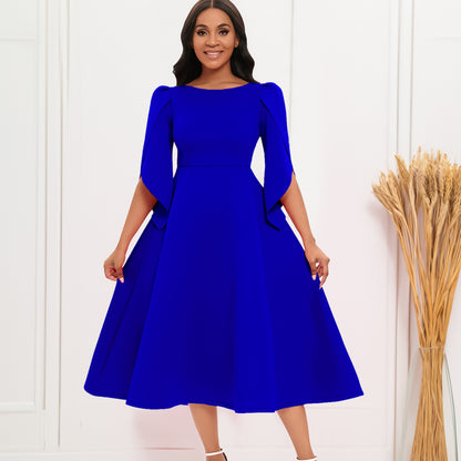Damen A-Linien Kleid mit eleganten Puffärmeln Stalluxe