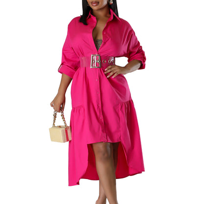 Damen Hemdblusenkleid mit tailliertem Design und elegantem Gürtel Stalluxe