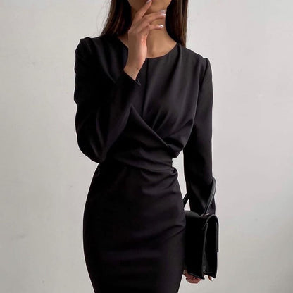 Damen Elegantes Wickelkleid mit Langarm und figurbetontem Schnitt Stalluxe