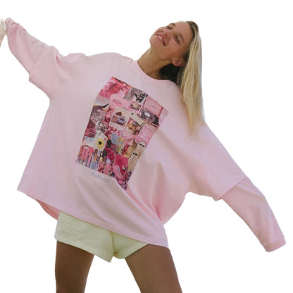 Damen Oversized T-Shirt mit kreativem Druckmotiv Stalluxe