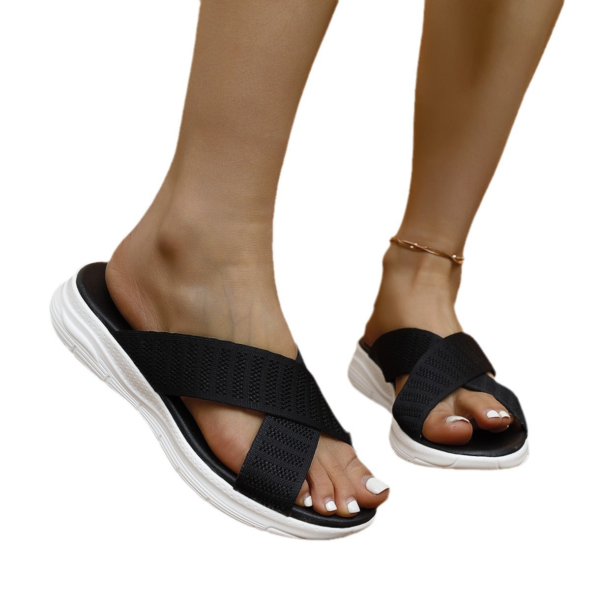 Damen modische Zehentrenner-Sandalen mit atmungsaktiven Riemen Stalluxe