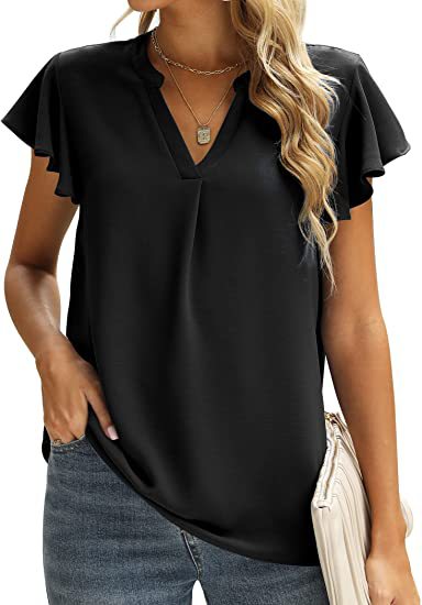 Damen Bluse mit Rüschendetails und V-Ausschnitt Stalluxe