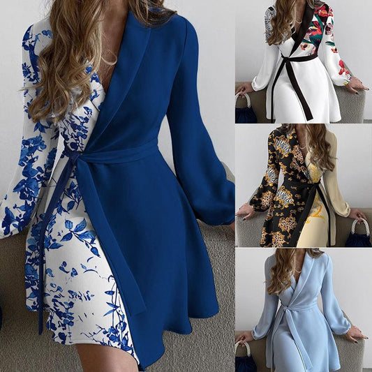 Damen schickes Wickelkleid mit tierischem Muster und langen Ärmeln Stalluxe