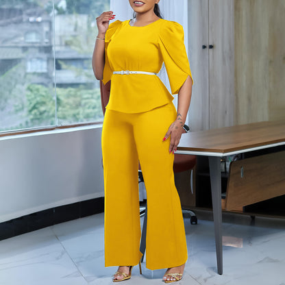 Damen elegante und modische Kombination aus Oberteil und Hose Stalluxe