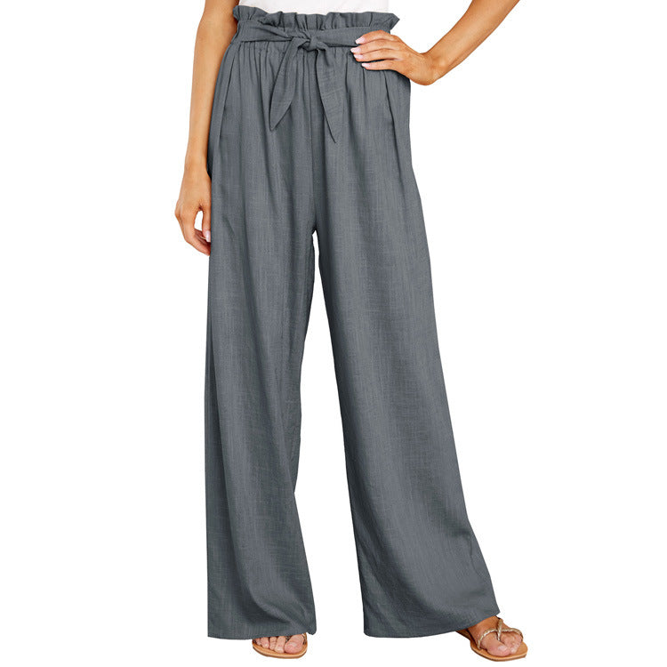 Damen Weite Sommerhose mit elastischem Bund und Bindegürtel Stalluxe