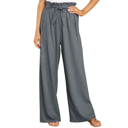 Damen Weite Sommerhose mit elastischem Bund und Bindegürtel Stalluxe