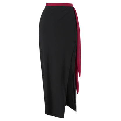 Damen Eleganter Badeanzug mit abnehmbarem Wickelrock und farblich abgestimmten Schleifen Stalluxe