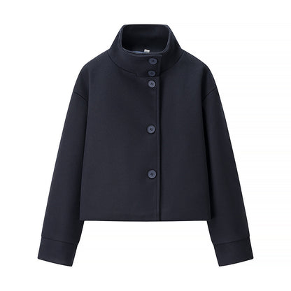 Damen cropped Blousonjacke mit elegantem Stehkragen und Knopfverschluss Stalluxe