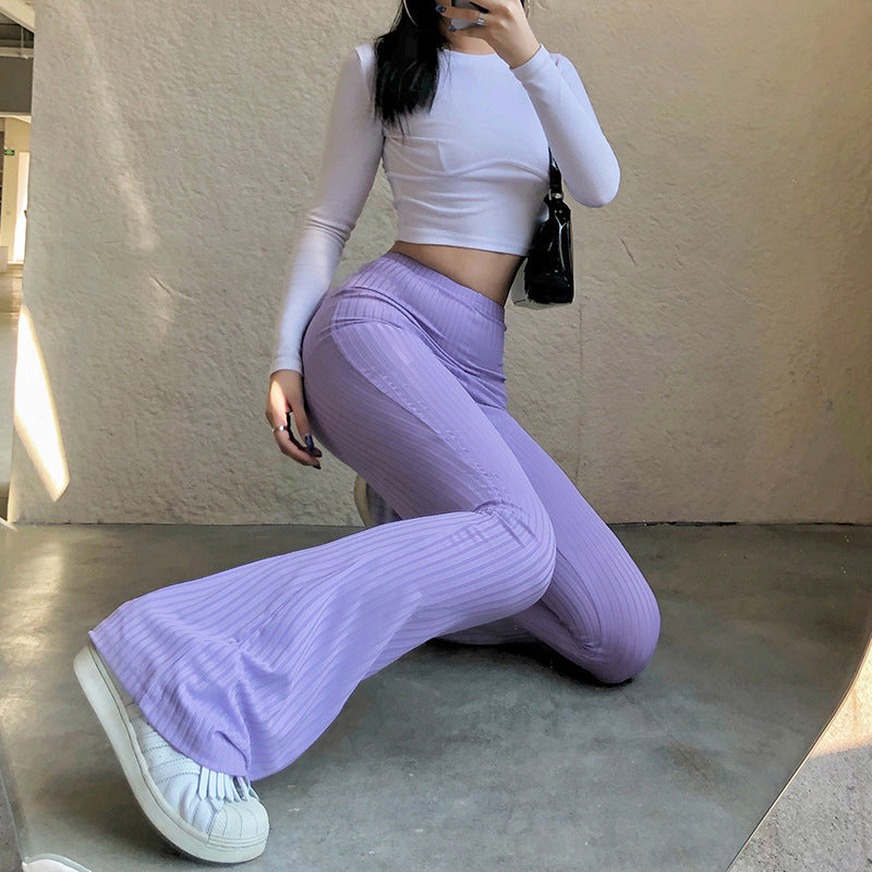 Damen Flared Leggings mit schnittigem Rippdesign und hohem Bund Stalluxe