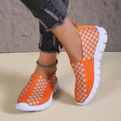 Damen Slip-On Sportschuhe mit modernem Karomuster und rutschfester Sohle Stalluxe