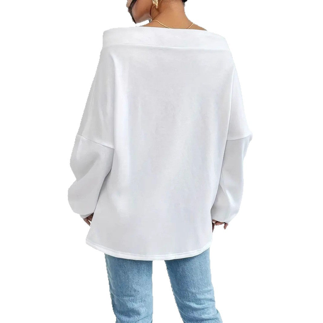Damen lässiges Sweatshirt mit offener Schulterpartie und Kordelzug Stalluxe