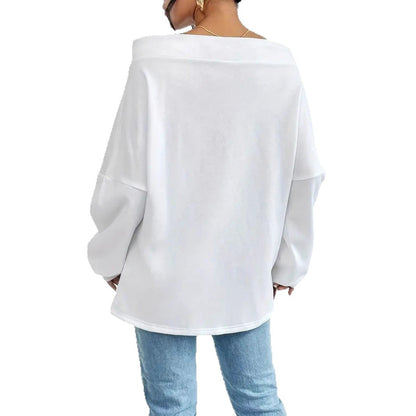 Damen lässiges Sweatshirt mit offener Schulterpartie und Kordelzug Stalluxe