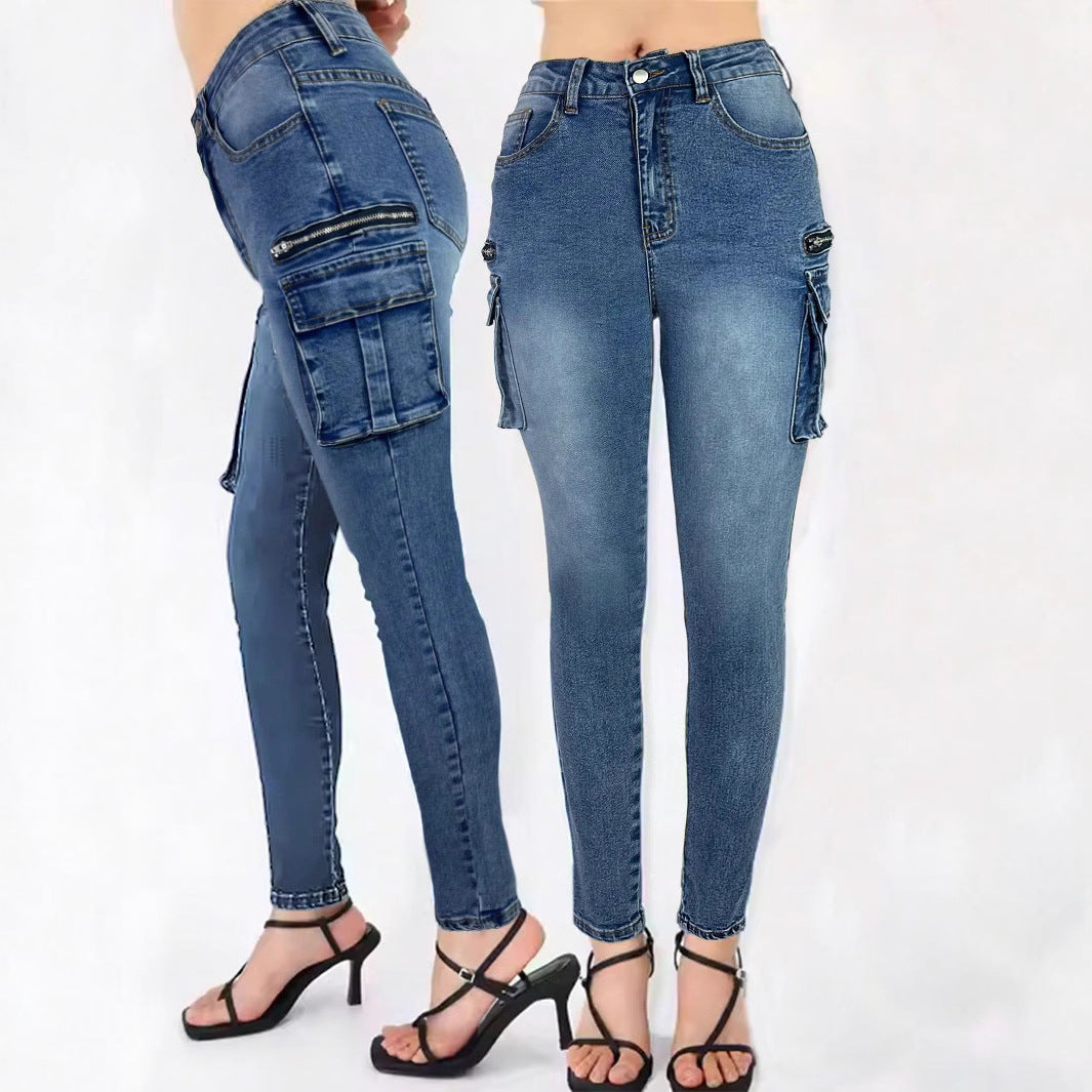 Damen Cargo-Jeans mit hohen Taschen und schmalem Schnitt Stalluxe