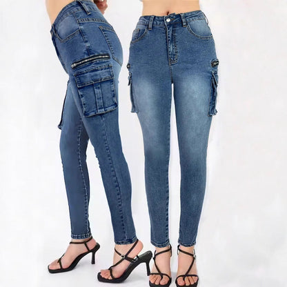 Damen Cargo-Jeans mit hohen Taschen und schmalem Schnitt Stalluxe