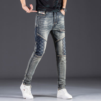 Herren modische Slim Fit Jeans mit kreativen Designelementen und einzigartigen Nähten Stalluxe