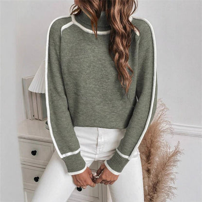 Damen lässiger Rollkragenpullover mit kontrastierenden Details Stalluxe