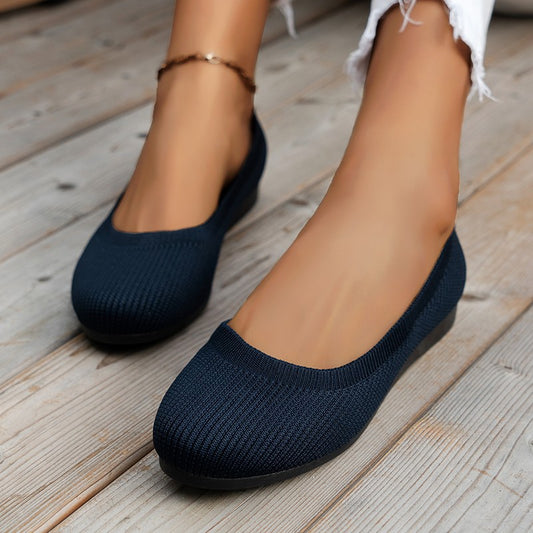Damen Komfortable Strick-Ballerinas mit flexiblem Sohlenmaterial Stalluxe