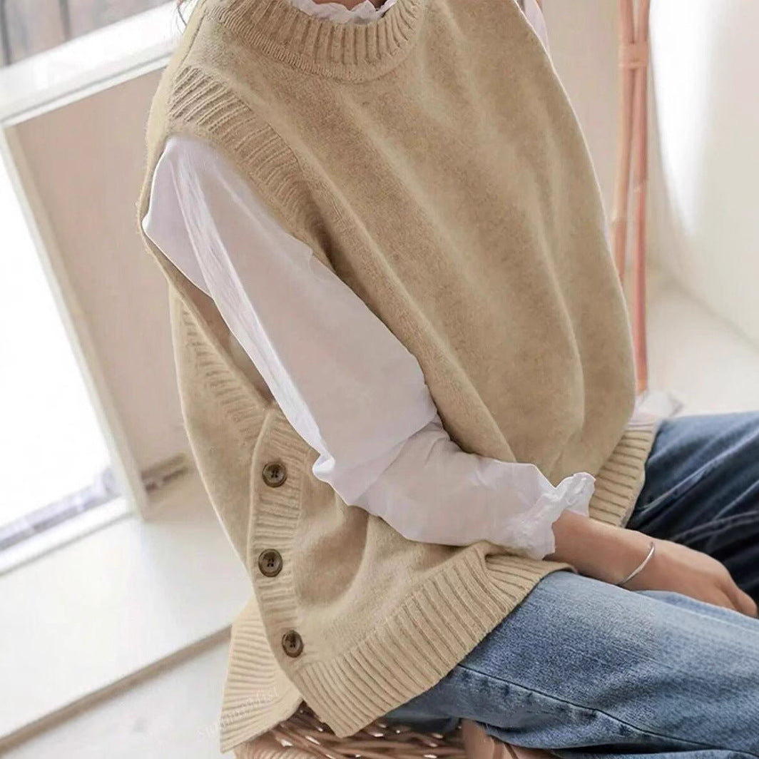 Damen Strickbluse mit Knopfdetails und modernem Schnitt Stalluxe