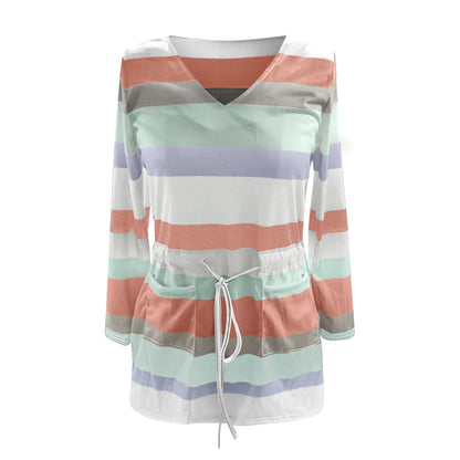 Women's Color-Block Shift Dress with Adjustable Waist Stalluxe