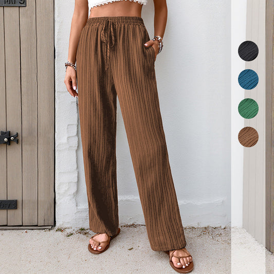 Damen entspannte Palazzo-Hose mit elastischem Bund und seitlichen Taschen Stalluxe